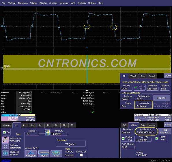 圖三 使用TIE的缺省設(shè)置，Hysteresis值為500mdiv 