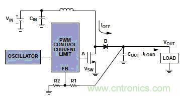 升壓調(diào)節(jié)器集成振蕩器、PWM控制環(huán)路和開關(guān)FET