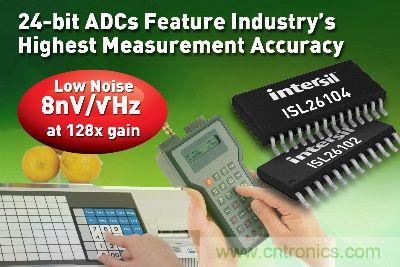 圖題：Intersil推出具有業(yè)內最高測量精度的新24位模/數(shù)轉換器