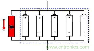 圖1:模組中單節(jié)電池內(nèi)短示意