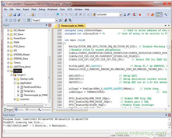 顯示了利用KeilμVision4工具查看時(shí)項(xiàng)目中所用的源文件列表
