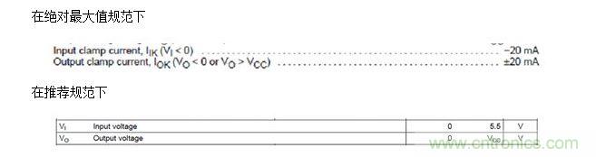  輸入端無 Vcc 鉗位，但輸出端有 Vcc 鉗位