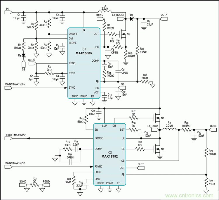 可承受整個(gè)汽車電源范圍的2MHz開(kāi)關(guān)電源
