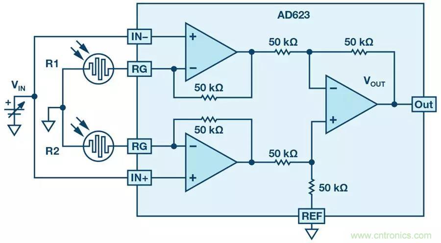你有沒有試過用儀表放大器測量兩個(gè)光源的相對強(qiáng)度？