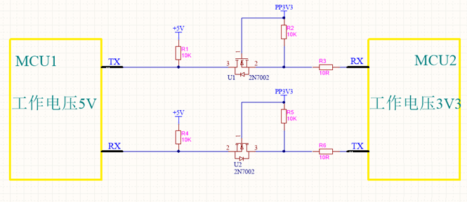 不同的電平信號的MCU如何進行串口通信？