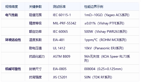 電阻器分類、規(guī)格要素及全球頭部廠商對比分析